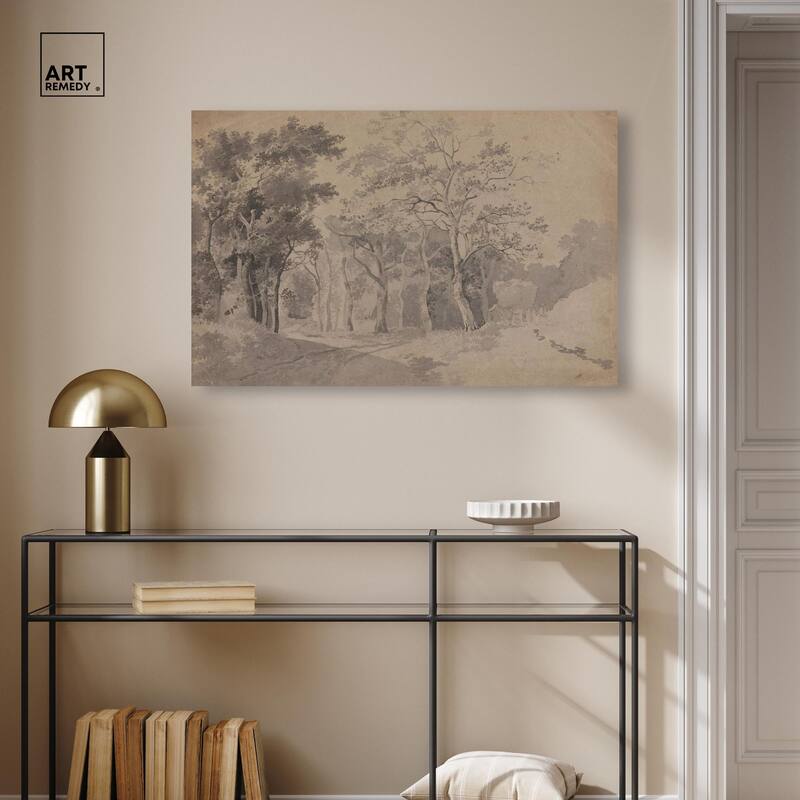 Grove with Road and Haycart Canvas by Art Remedy, Gallery Wrapped