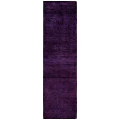 Overdyed One-of-a-Kind Hand-Knotted Area Rug - Purple - 3' 0" x 10' 10"