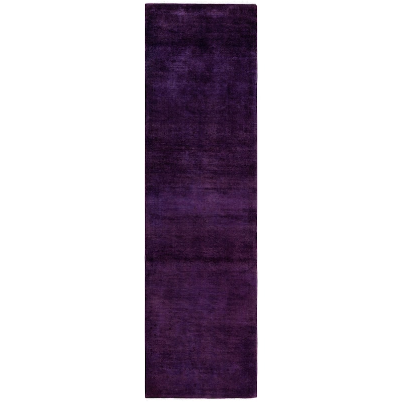 Overdyed One-of-a-Kind Hand-Knotted Area Rug - Purple - 3' 0" x 10' 10"