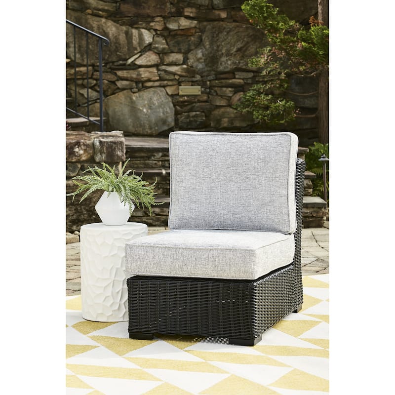 Signature Design By Ashley Beachcroft Outdoor Armless Chair - 24.75" W x 37.75" D x 34.63" H - Black/Light Gray