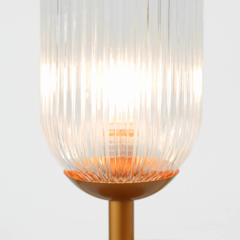 Sasha Ribbed Glass Table Lamp with Bronze Base