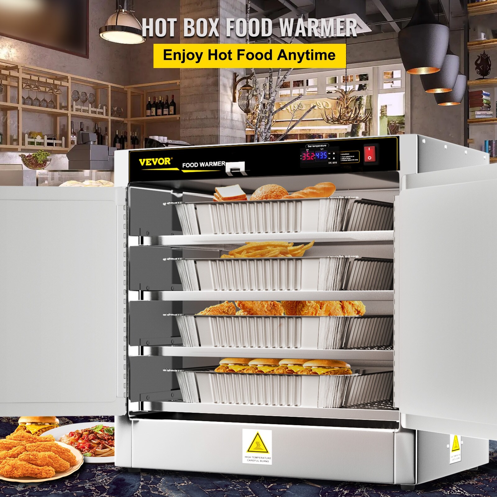 VEVOR Hot Box Food Warmer, 19x19x29 Concession Warmer with
