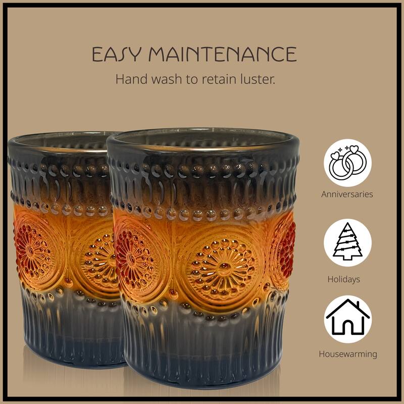 Artland Set of 4 Orange and Black DOF Glasses - 9.5 oz