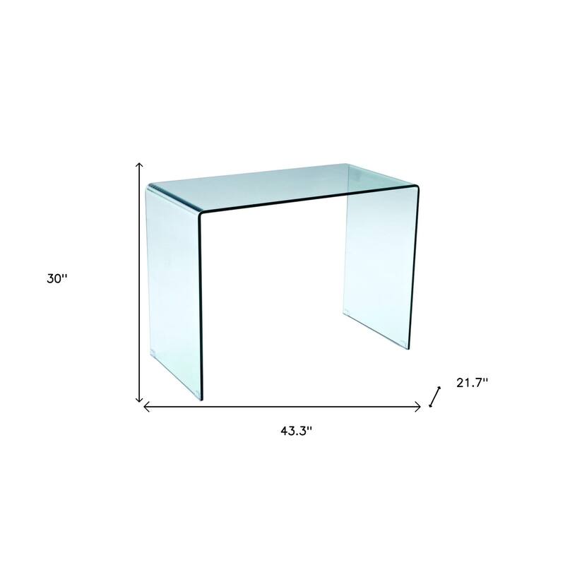 HomeRoots 43" Clear Glass Computer Desk