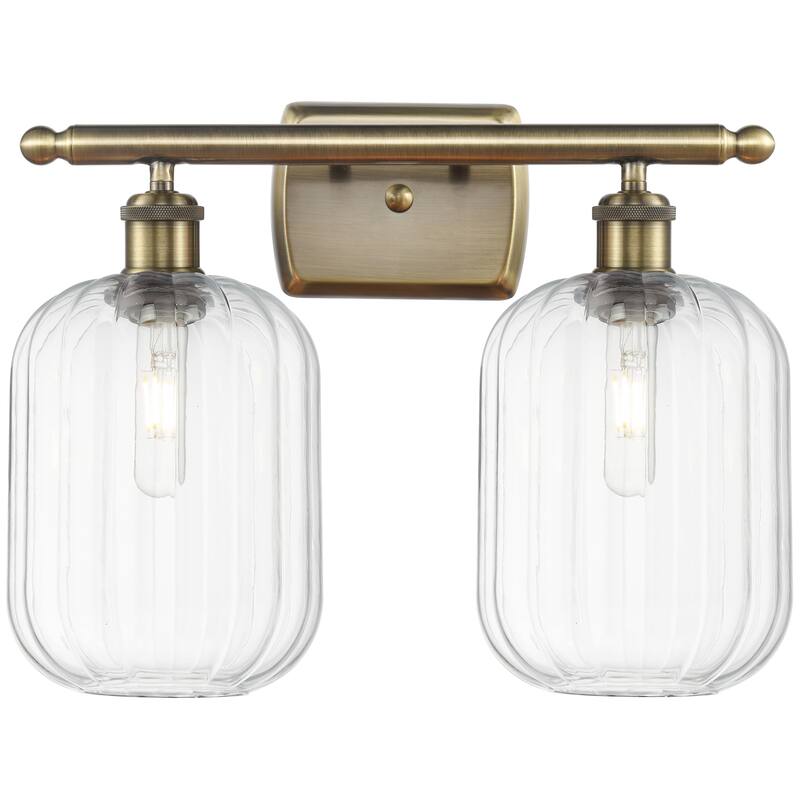 Innovations Lighting Endless Possibilities Ballston - Preston - 2 Light 17" Jar Shade Bath Vanity Light - Antique Brass/Clear