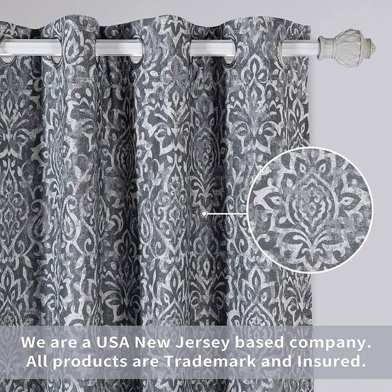 DriftAway Frances Linen Blend Damask Printed Blackout Curtain