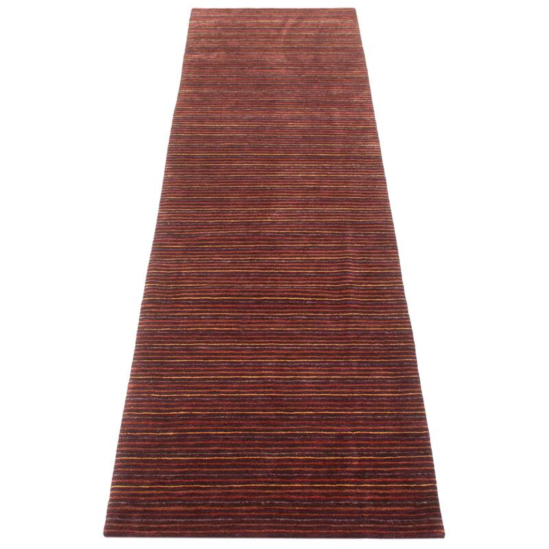 ECARPETGALLERY Hand-knotted Opulence Dark Brown Wool Rug - 3'0 x 11'4