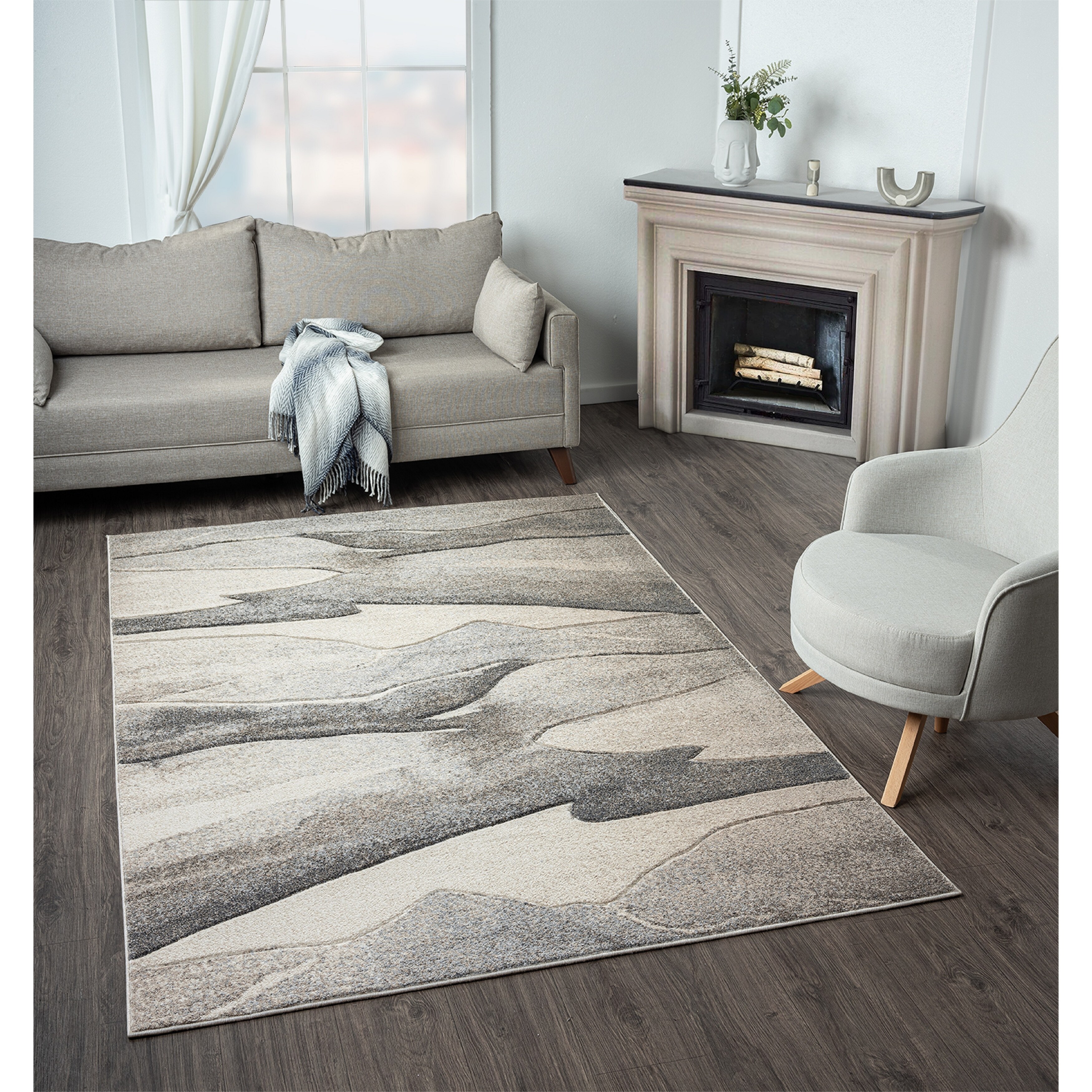MDA Rugs Fresco Collection Beige/Brown Abstract Area Rug