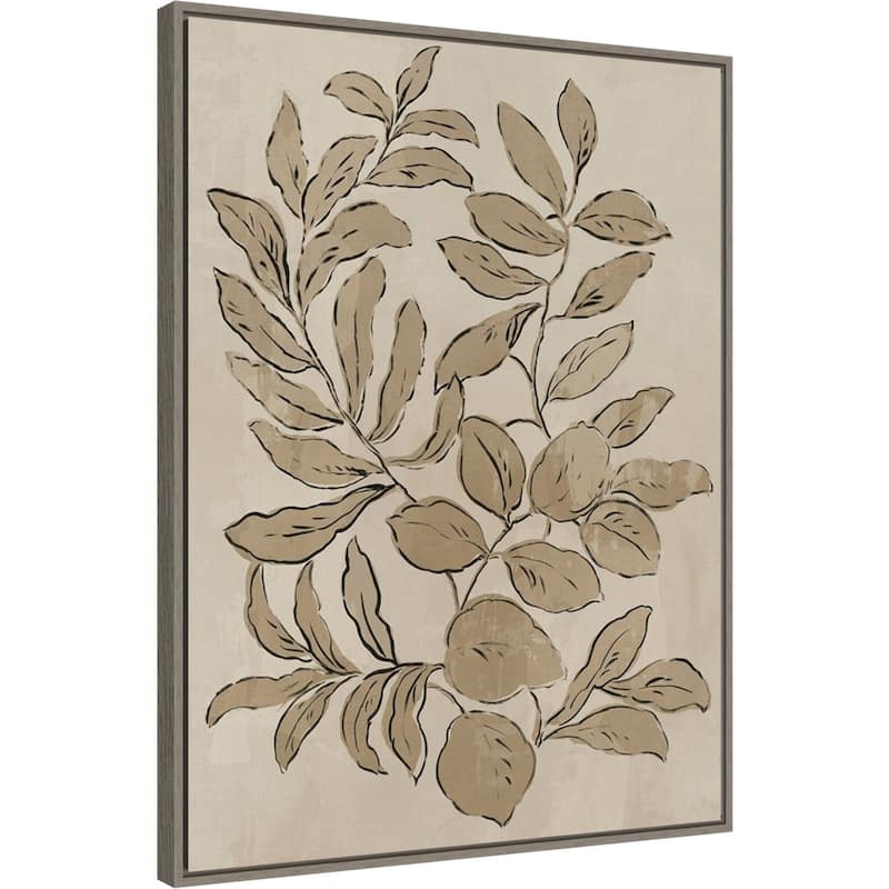 Leaves Sketches I by Asia Jensen (23 x 30 in.), Framed Canvas Wall Art Print - Sylvie Greywash - Sylvie Greywash