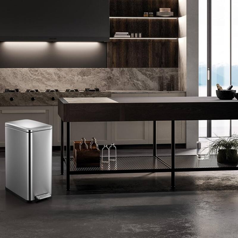 13.2 Gallon/50 L Step Trash Can with Lid Soft Close, Step Pedal for Bathroom, Bedroom, Living Room