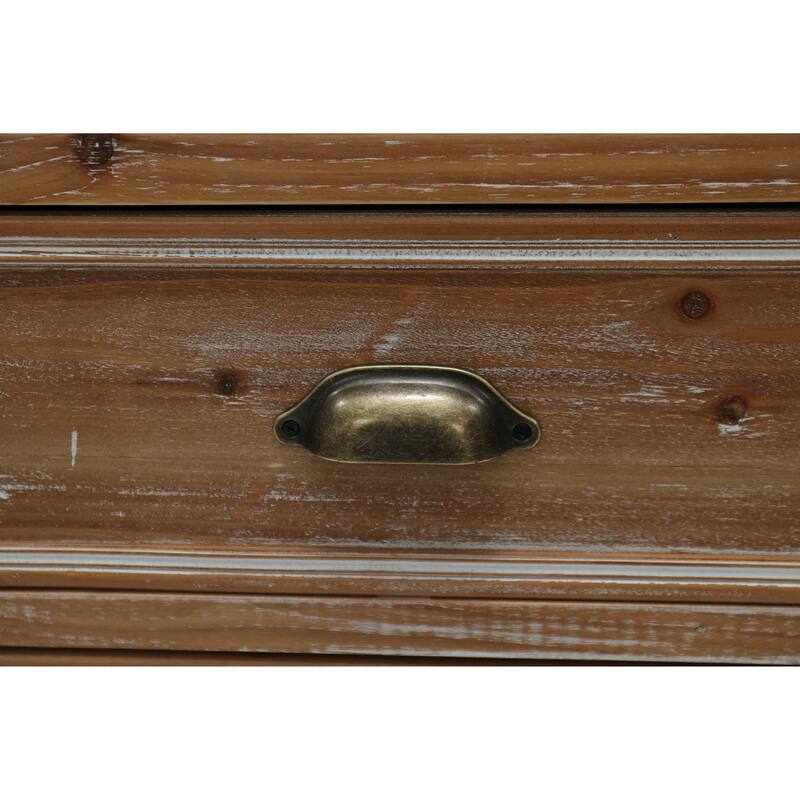 Rustic Wooden Storage Cabinet with Decorative Cutout Door & 3 Drawers, Tall Narrow Organizer for Living Room, Bedroom