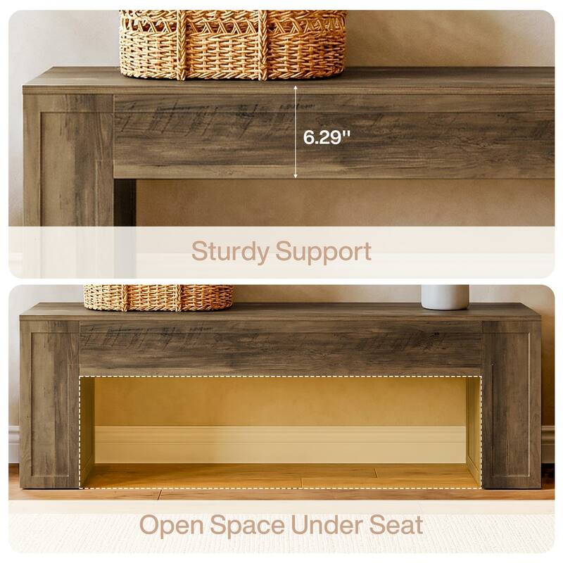 Entryway Shoe Bench, 55" Farmhouse Wooden Kitchen Table Bench - 11.81" D x 55.11" W x 17.72" H