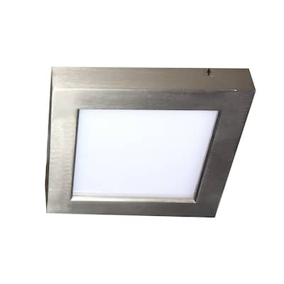 1-Light Integrated LED Flush Mount Ceiling light in Brushed Nickel