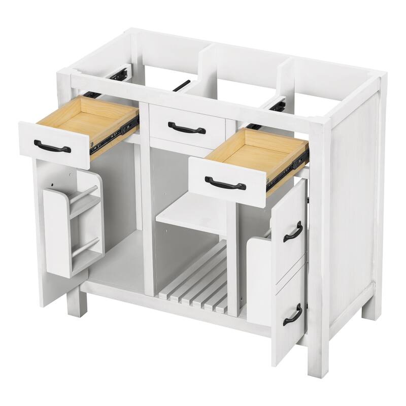 36" Solid Wood Frame Bathroom Cabinet
