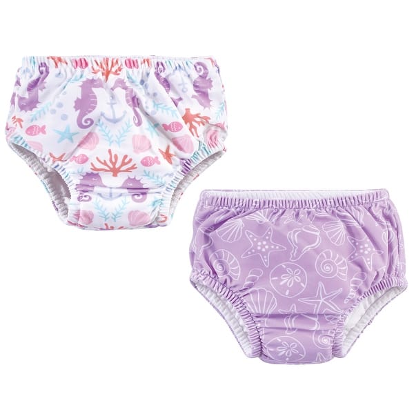 slide 1 of 1, Hudson Baby Infant Girl Swim Diapers, Sea Shells 0-6 Months - Sea Shells