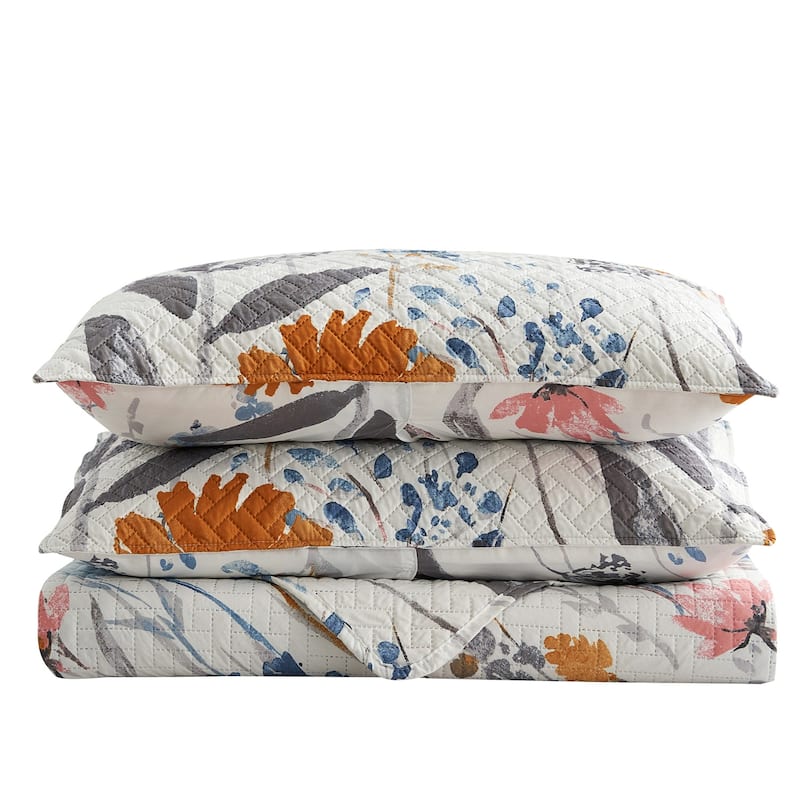 Plant Garden Summer Bedspread Coverlet with 2 Pillow Shams