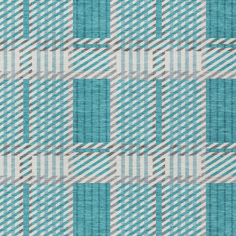 HomeRoots Plaid Transitional Rectangle Outdoor Rug