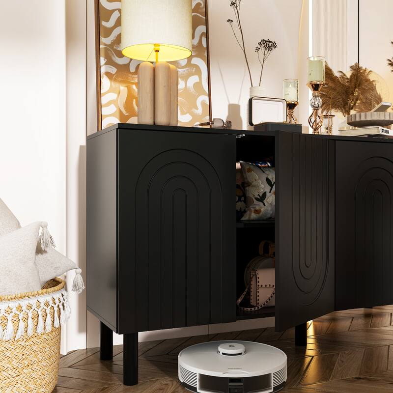 White Sideboard Bookcase Kitchen Cabinet Buffet Credenza End Table Whie/Black