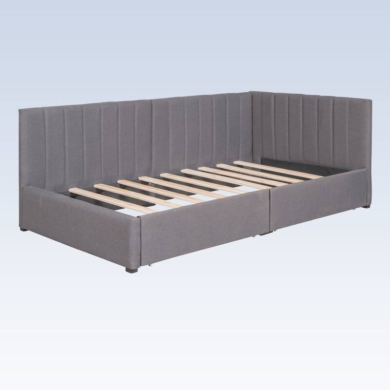Modern Twin Size Upholstered Daybed with 2 Storage Drawers