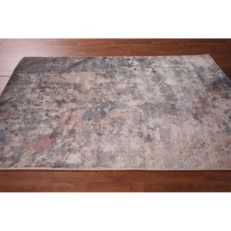 Contemporary Abstract Area Rug Handmade Oriental Wool Carpet - 5'3"x 7'6"