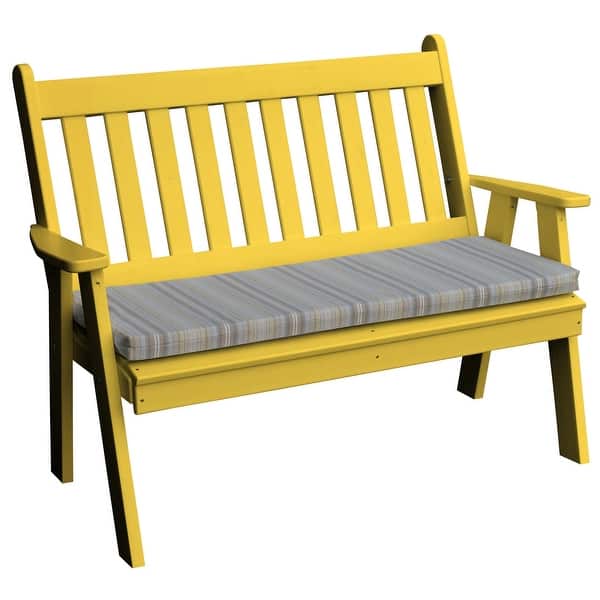 slide 2 of 14, Poly 4' Traditional English Garden Bench Lemon Yellow