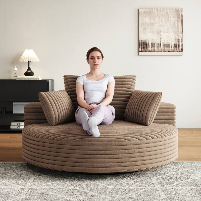 Comfortable Corduroy Foam Swivel Chair for Various Rooms, Enhancing Relaxation