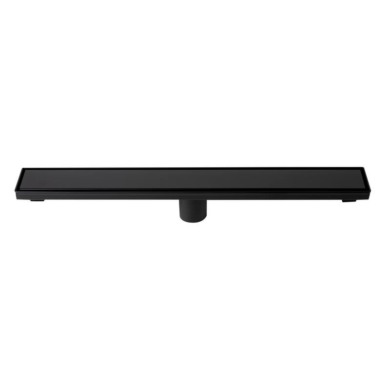 24" Black Matte Stainless Steel Linear Shower Drain with Solid Cover
