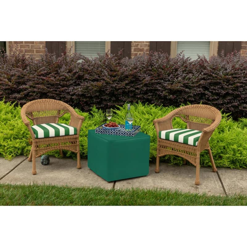 Sunbrella Stripe Fabric 1-Piece Indoor/Outdoor Wicker Seat Pad, 18"W x 18"L