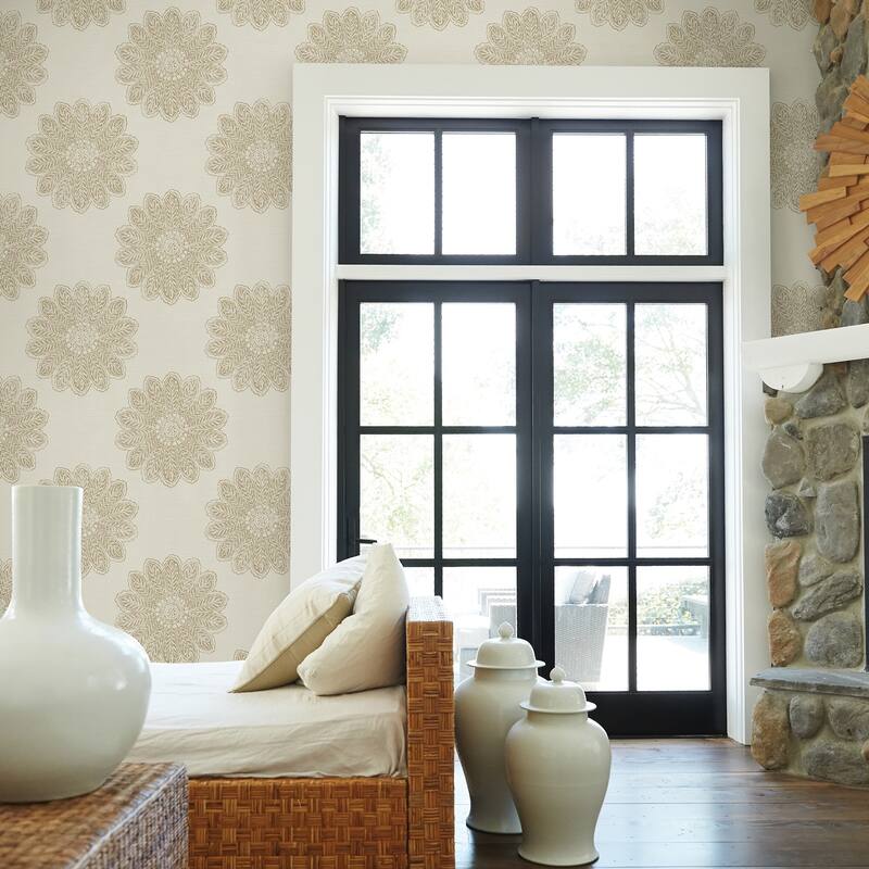 A-Street Prints Sol Light Brown Medallion Wallpaper