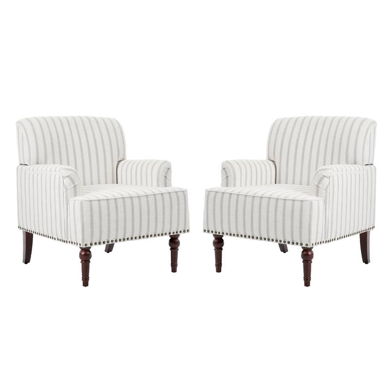 Linen Upholstered Armchair Nailhead Trim Accent Chair