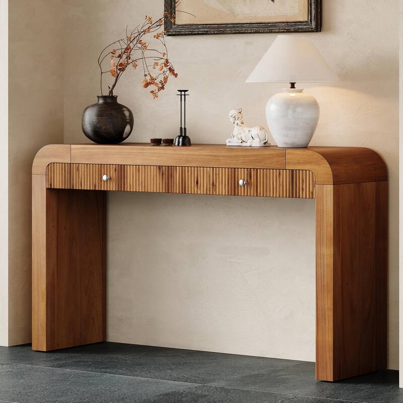 Console Table with Fluted Drawer & Thick Legs
