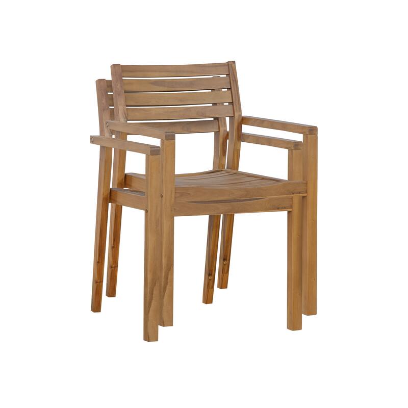 5-Piece Outdoor Acacia Wood Dining Set with Rectangular Table and Umbrella Hole for Family Gatherings