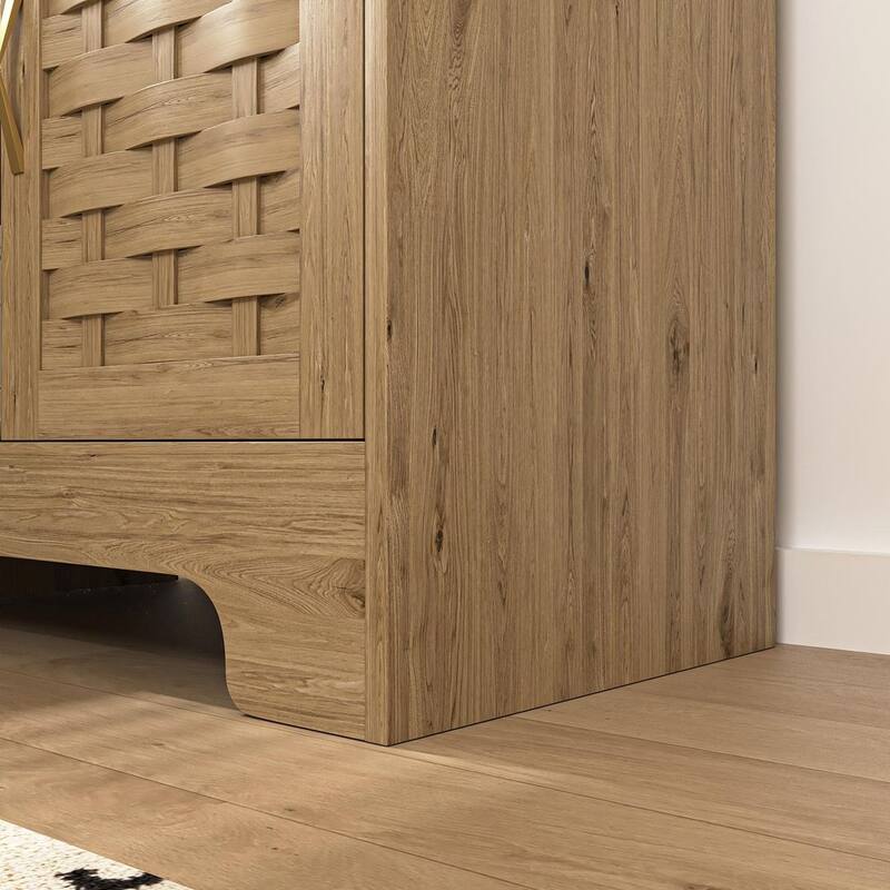 Accent Kitchen Buffet and Hutch Wooden Storage Cupboard with Glass Accent Drawer, and Microwave Space