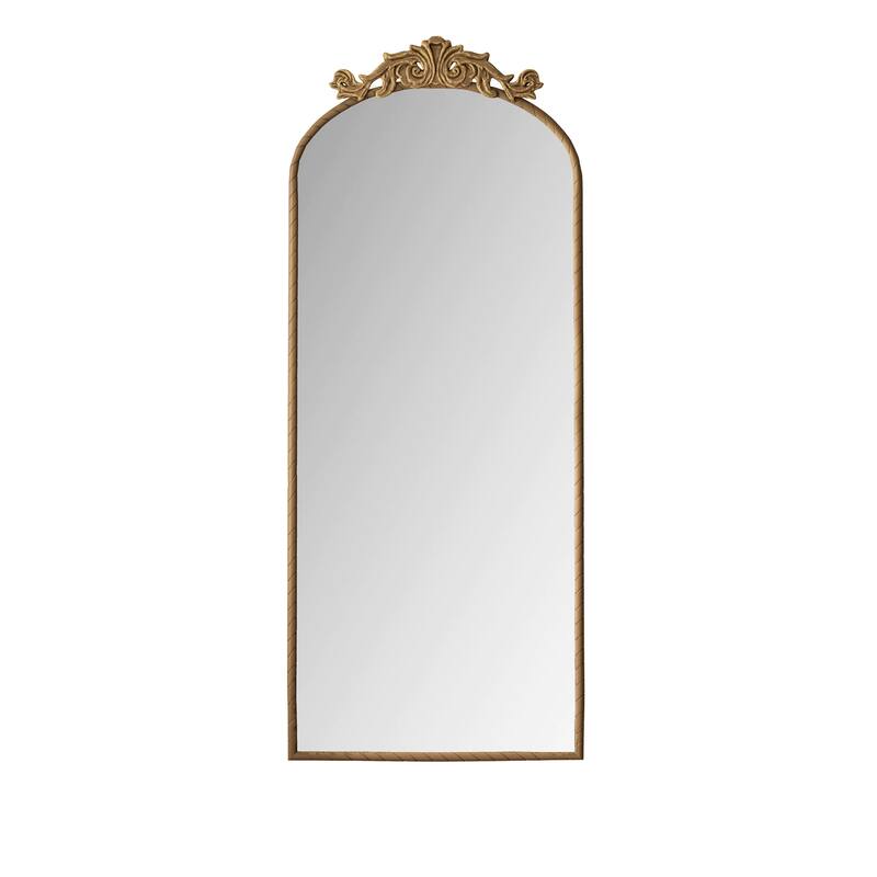 58"x24"Arched Hanging Wall Mounted Mirror with Metal Frame and Hooks