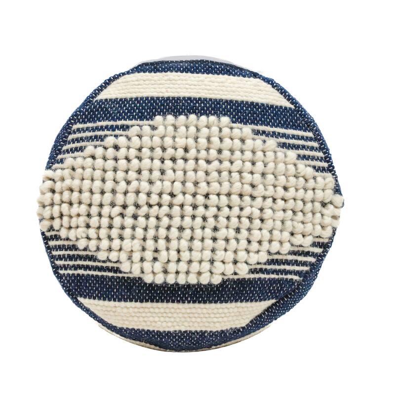 Diamond Hcrafted Fabric Cylindrical Pouf,Comfortable choice, multiple functions, classic design, and cozy corners - Dark Blue