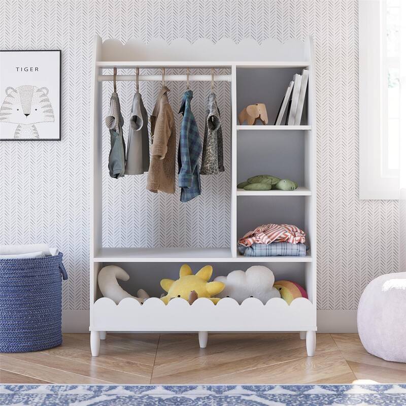 Little Seeds Cloud Kids Dress Up Storage and Clothing Rack with Toy Organizer and Shelves, White - N/A