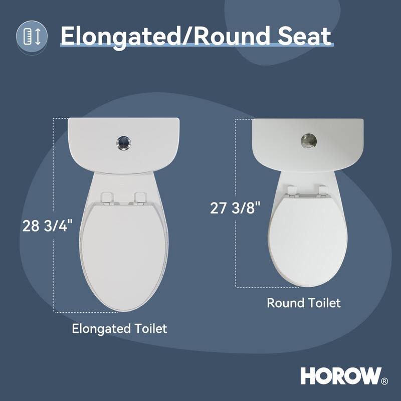 HOROW 2 Piece ADA Height Dual Flush Elongated Toilet White 1.1/1.6 GPF Strong Flush Soft Close Seat - 17 Inch
