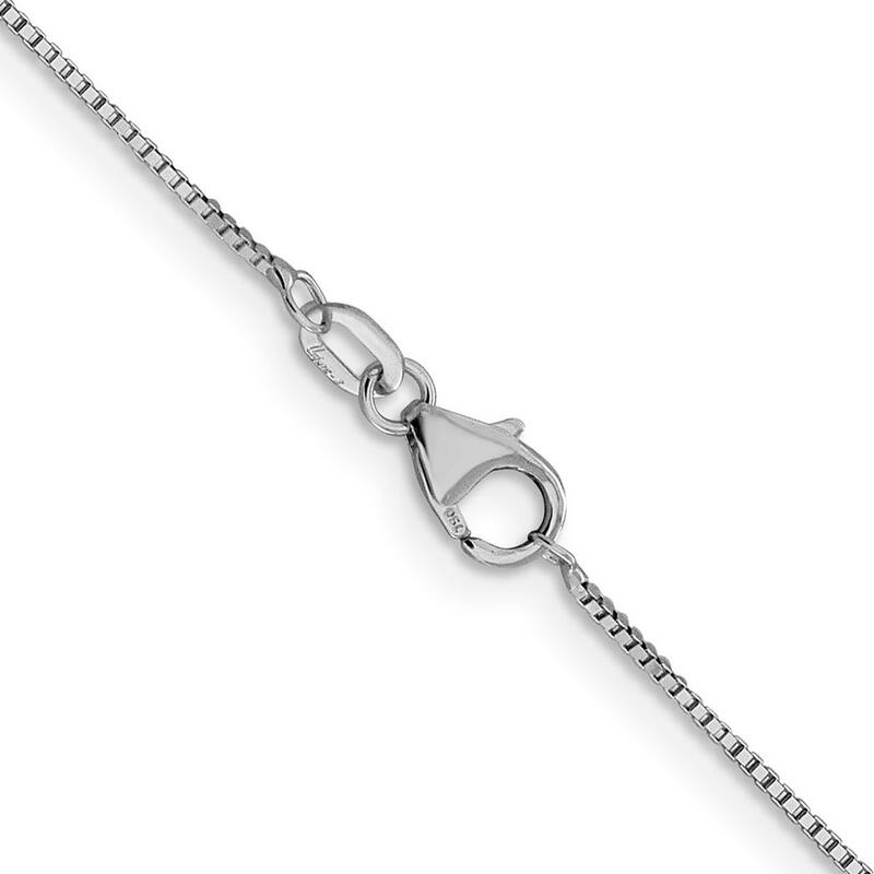 Curata Italian Solid 18k White Gold 0.7mm Box Chain Necklace Length Options: 16 18 20