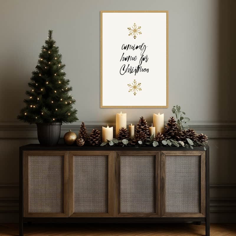 Home Sweet Home by Eins Kubistika (23 x 33 in.), Framed Canvas Wall Art Print - Sylvie Bright Gold