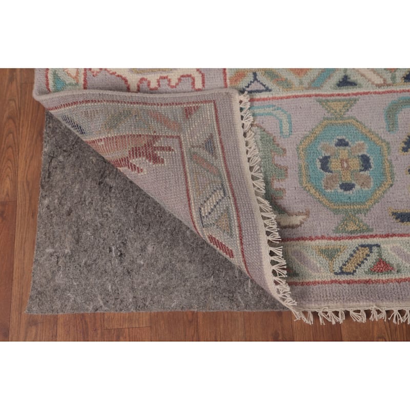 Floral Purple Oushak Area Rug Handmade Wool Carpet - 8'1"x 9'11"