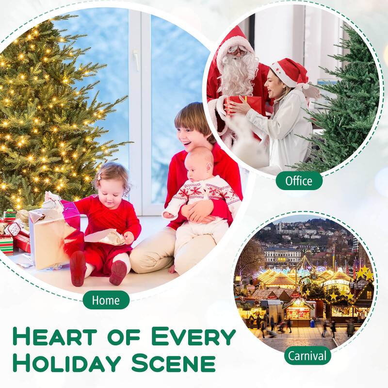 Costway 6/7 FT Artificial Christmas Tree with 830 Branch Tips 260 LED - See Details - Green