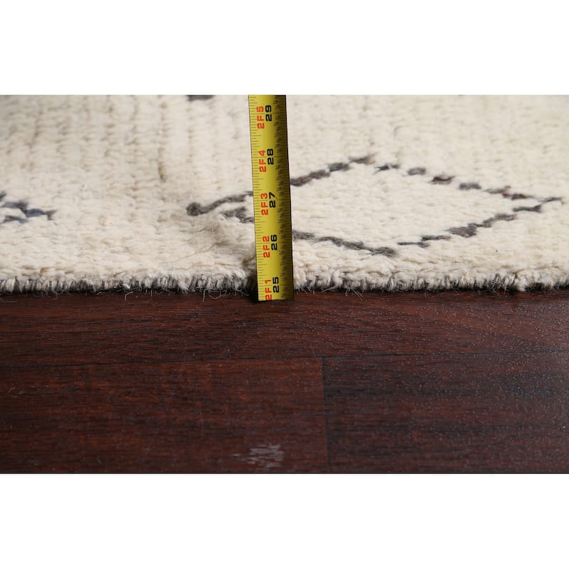 Geometric Oriental Moroccan Area Rug Hand-knotted Wool Carpet - 9'1" x 12'2"