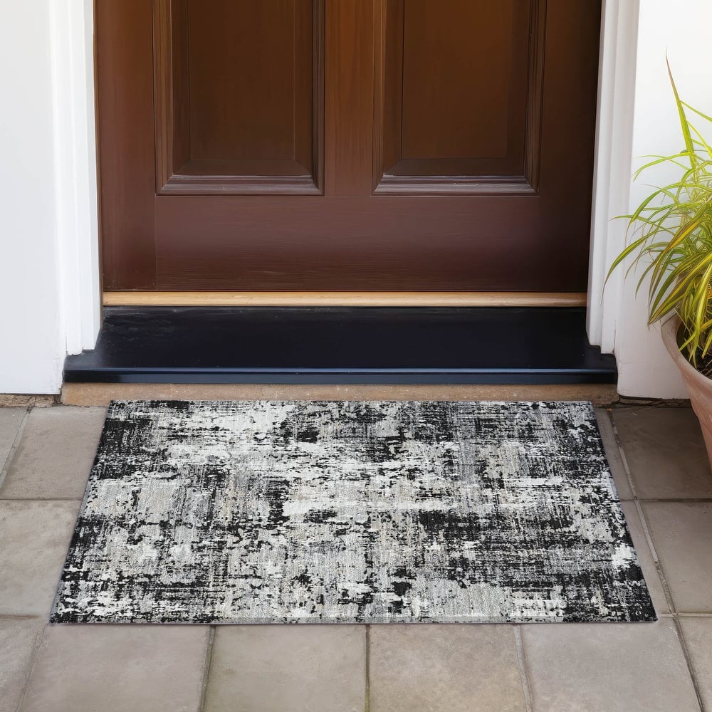 Machine Washable Indoor/ Outdoor Abstract Chantille Rug