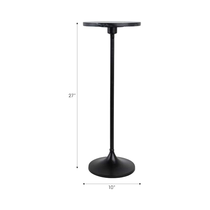 Metal Base Marble Top Modern Glam Accent Table Round Silhouette