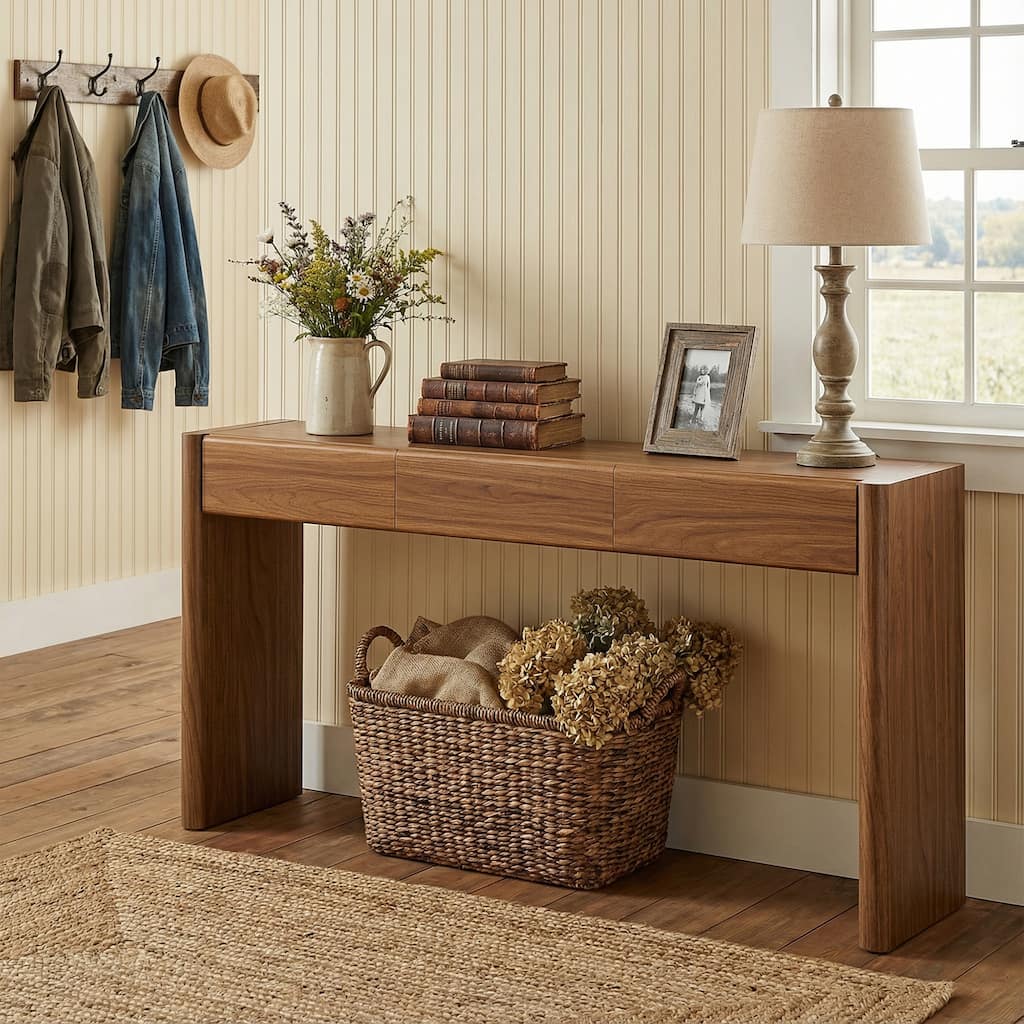 70.9" Farmhouse Console Table with 3 Drawers, Sofa Table & Entryway Storage