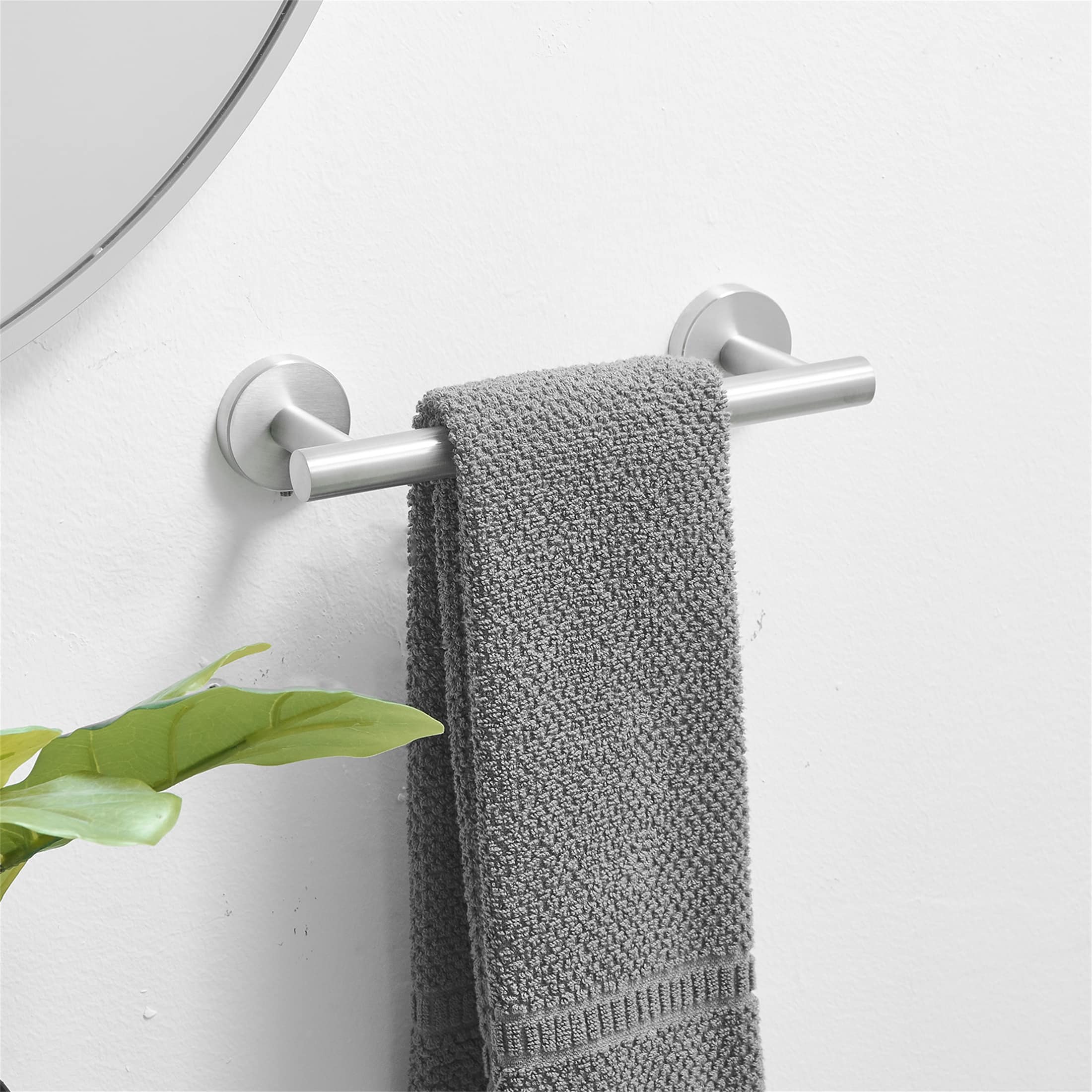 Single Post Wall Mounted Towel Bar Toilet Paper Holder Brushed Nickel