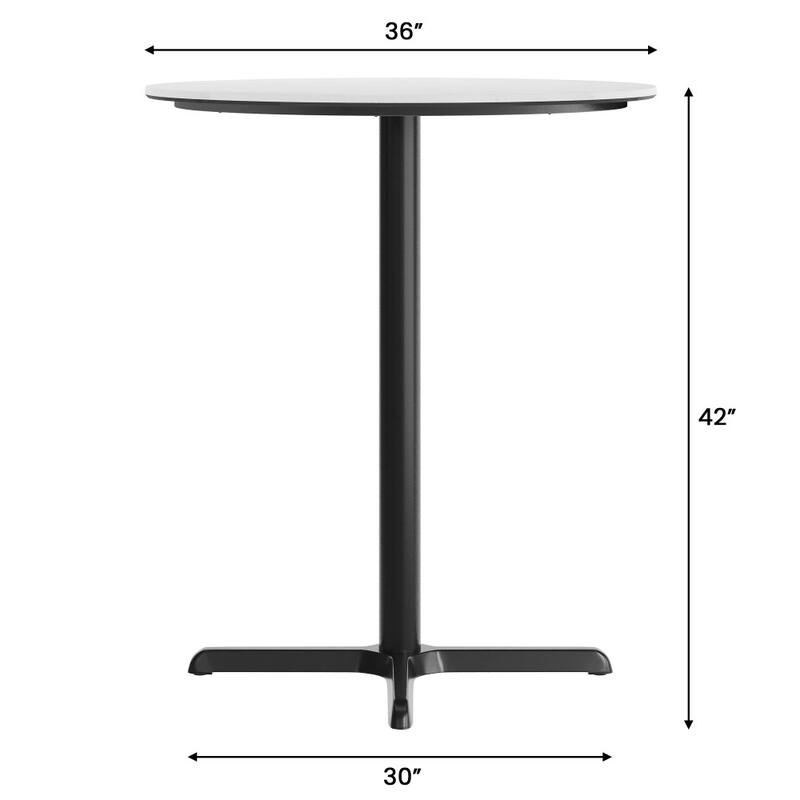 Commercial HPL Tabletop with Bar Height Crisscross Base - 36"W x 36"D x 42"H
