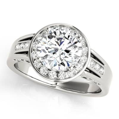 Auriya 14k White Gold Lab Grown Round Diamond Halo Engagement Ring 0.50 to 5.00 ct. tw. (F-G VS)