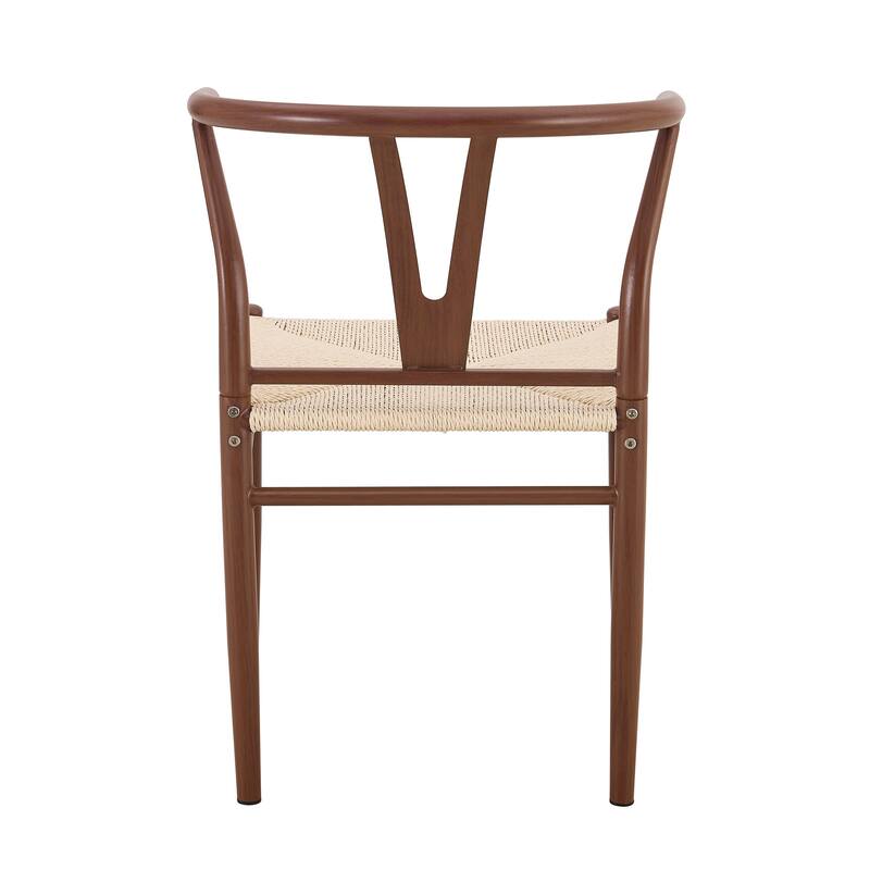 Y-shaped Medieval Style Armchair for Dining Table, Woven Seat (Set of 4)