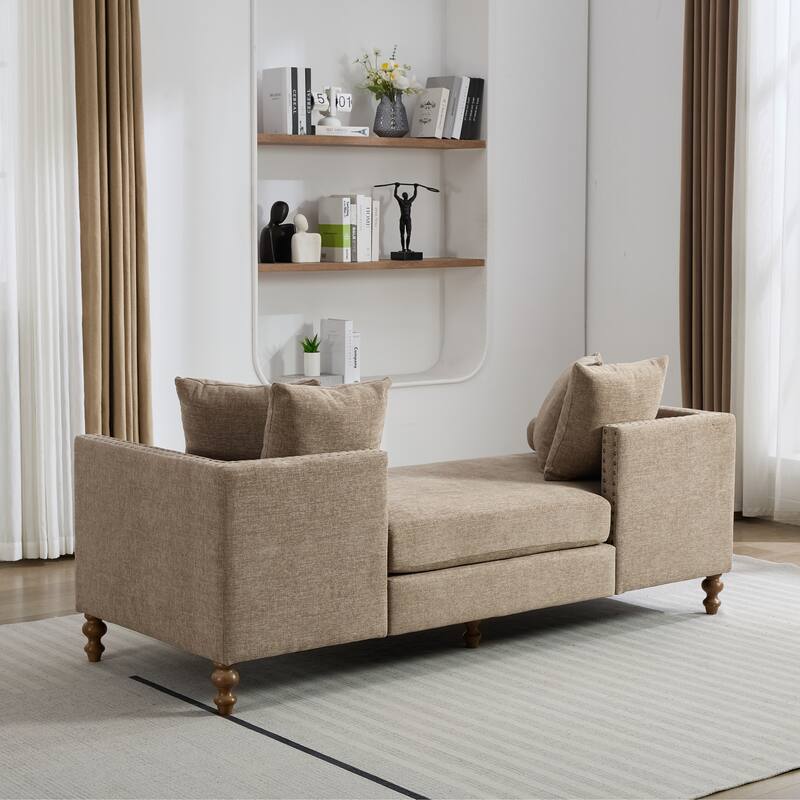 75.2" W Upholstered Chaise Lounge Chair,Modern Sofa Couch with Pillows